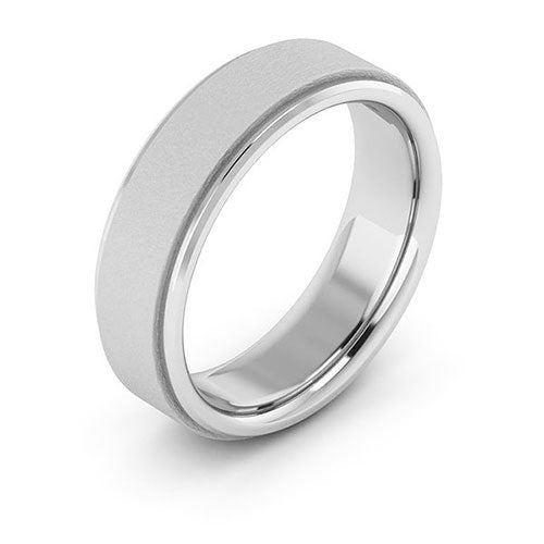 Cobalt Chrome 6mm flat edge brushed center comfort fit wedding band - DELLAFORA