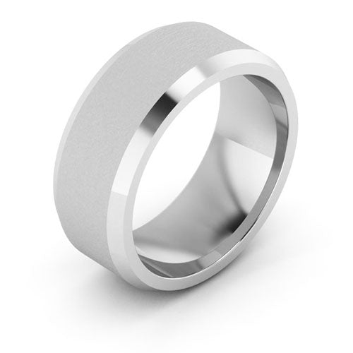 Cobalt Chrome 8mm beveled edge brushed center comfort fit wedding band - DELLAFORA