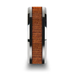 CONGO Tungsten Wedding Band with Polished Bevels and African Sapele Wood Inlay - 8mm - DELLAFORA