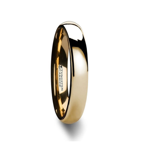 ORO Traditional Domed Gold - Plated Tungsten Carbide Wedding Ring - 4mm - DELLAFORA