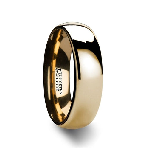 ORO Traditional Domed Gold - Plated Tungsten Carbide Wedding Ring - 6mm - DELLAFORA