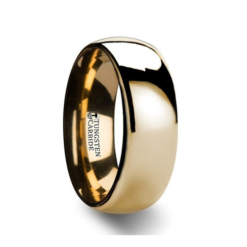 ORO Traditional Domed Gold - Plated Tungsten Carbide Wedding Ring - 8mm - DELLAFORA