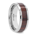 PRESLEY Tungsten Carbide Ring with Rich Cocobolo Wood Inlay - 8mm - DELLAFORA