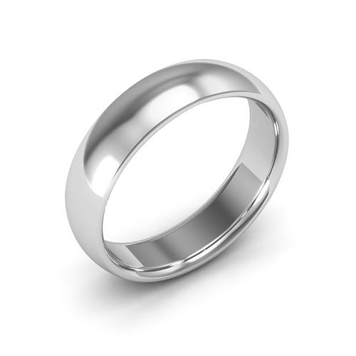 Silver 5mm half round comfort fit wedding band - DELLAFORA