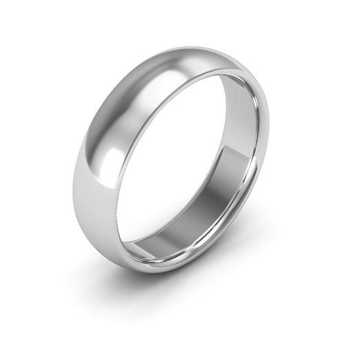 Silver 5mm half round comfort fit wedding band - DELLAFORA