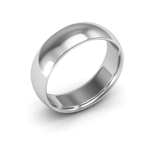 Silver 6mm half round comfort fit wedding band - DELLAFORA