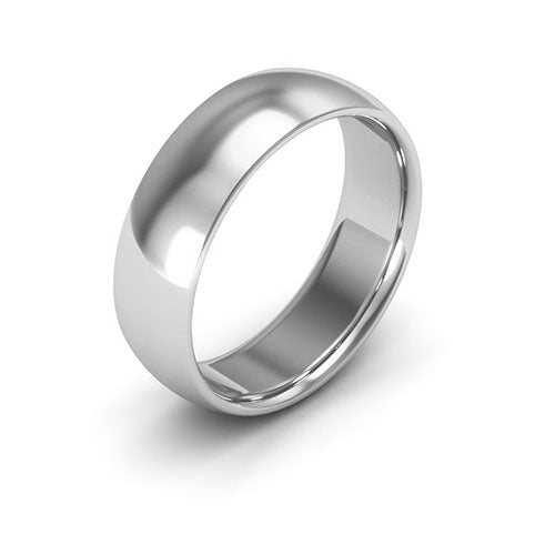 Silver 6mm half round comfort fit wedding band - DELLAFORA