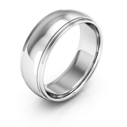 Silver 7mm half round edge comfort fit wedding band - DELLAFORA