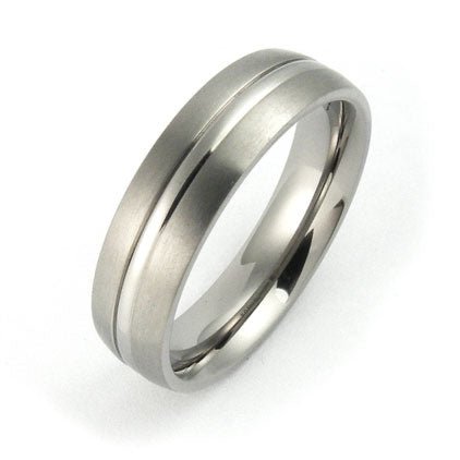 Titanium 6mm grooved comfort fit wedding band - DELLAFORA