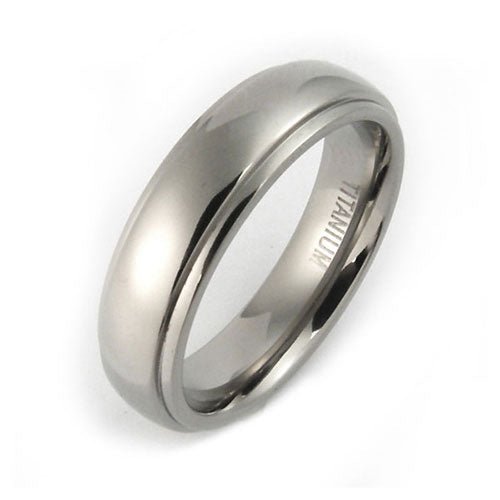 Titanium 6mm half round edge comfort fit wedding band - DELLAFORA