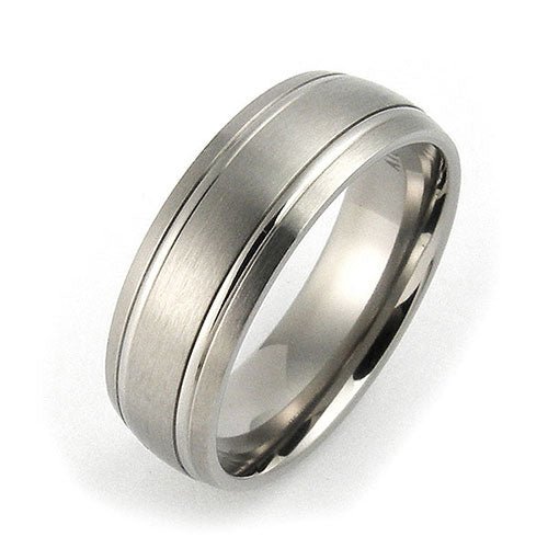 Titanium 7mm grooved comfort fit wedding band - DELLAFORA