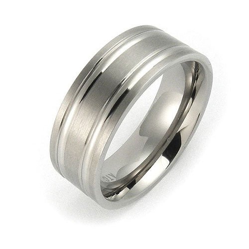 Titanium 8mm grooved comfort fit wedding band - DELLAFORA